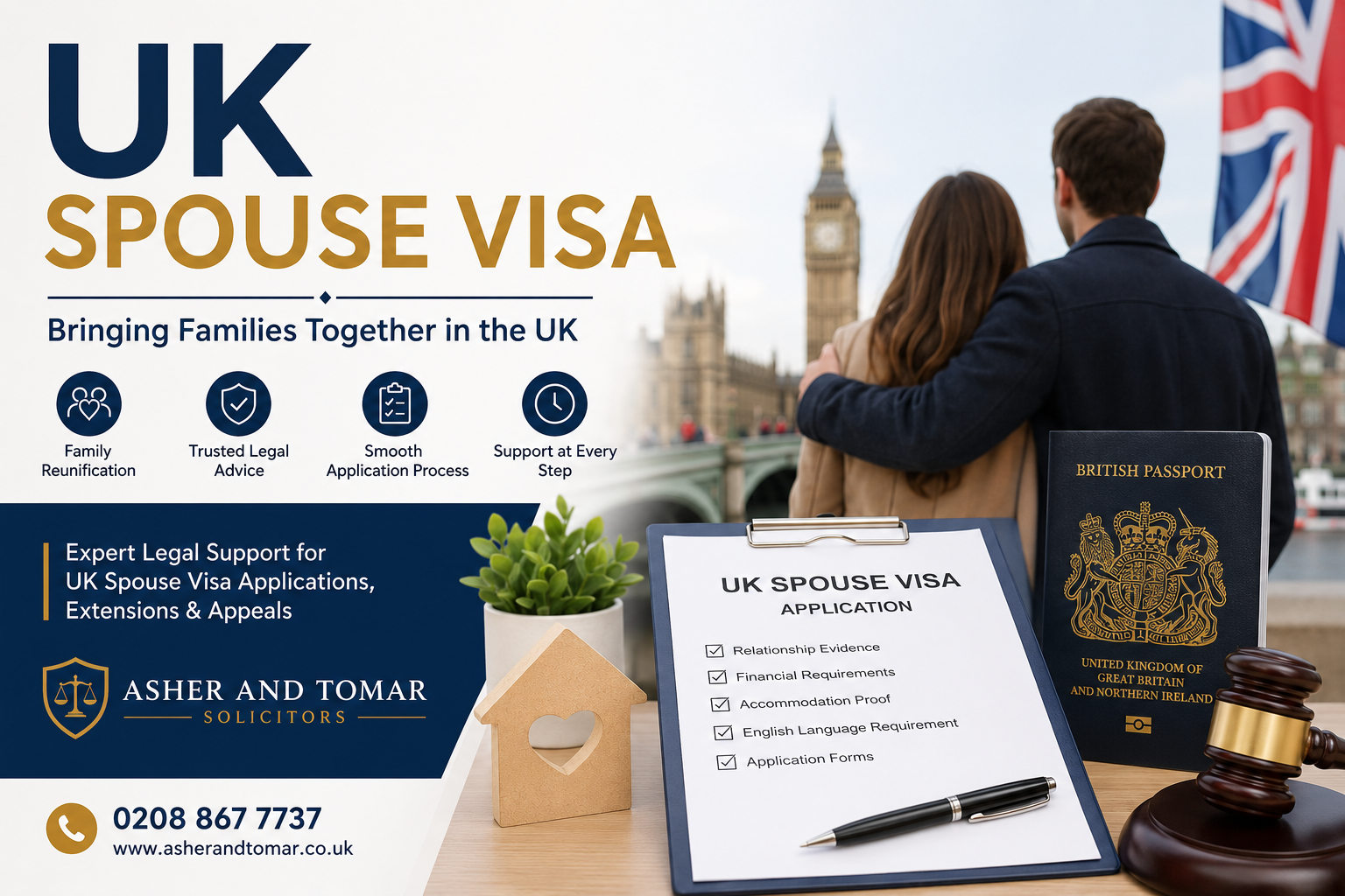 UK Spouse Visa legal services by Asher And Tomar Solicitors helping couples reunite in the United Kingdom