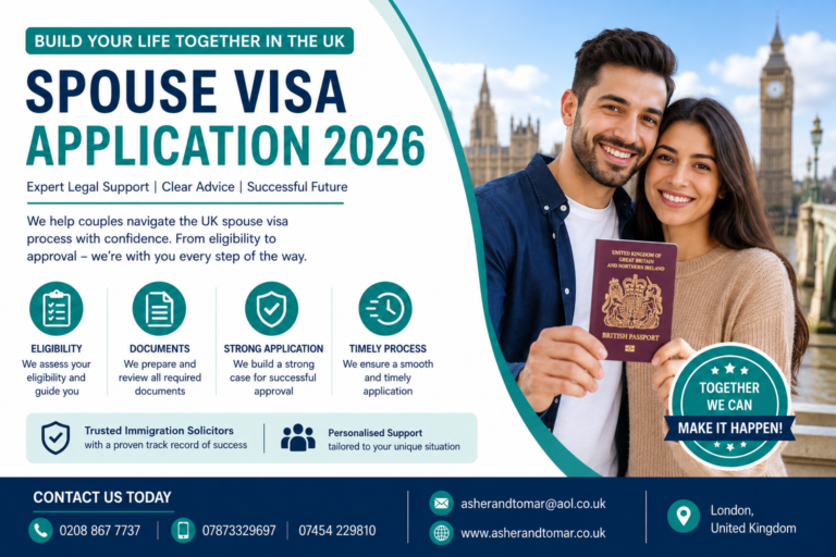 Couple holding UK passport for spouse visa application 2026 legal support