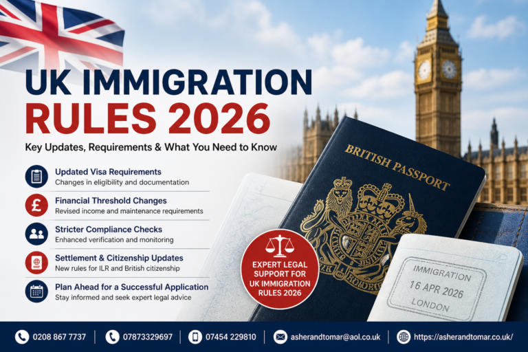 UK immigration rules 2026 infographic showing visa updates, financial requirements, and legal guidance for applicants