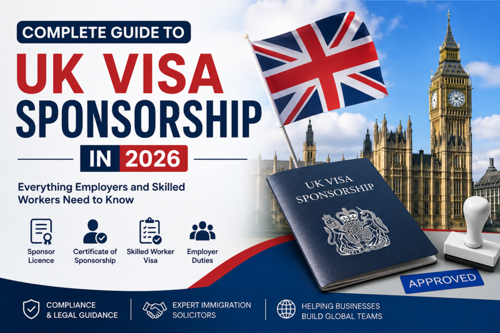 Complete Guide to UK Visa Sponsorship in 2026 by Asher & Tomar Immigration Solicitors – Expert Sponsor Licence, Certificate of Sponsorship (CoS), Skilled Worker Visa, and UK Immigration Legal Services. Call 020 8867 7737.