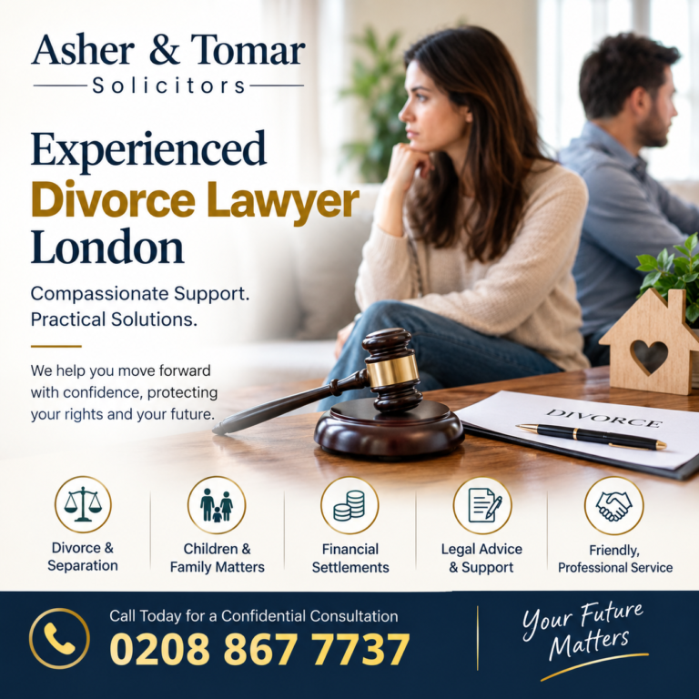 Experienced Divorce Lawyer London – Asher & Tomar Solicitors, providing professional divorce and family law guidance. Call 0208 867 7737.