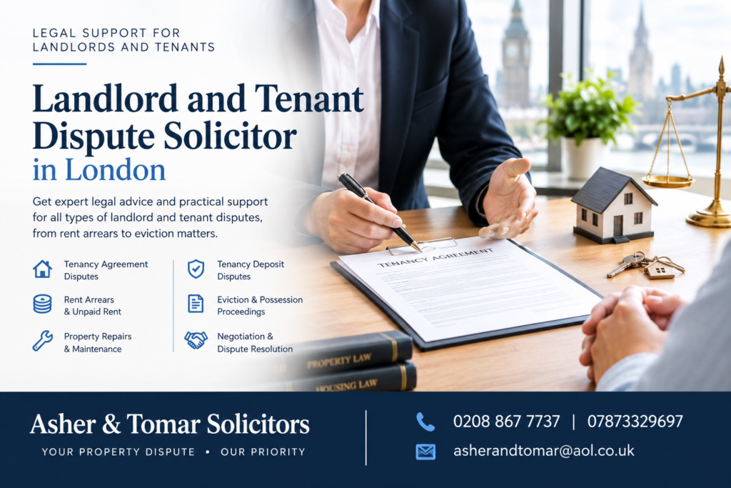 Landlord and Tenant Dispute Solicitor London – Asher & Tomar Solicitors providing legal guidance on tenancy agreements, rent arrears, deposit disputes, property repairs and eviction matters.